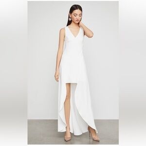 BCBG MaxAzria Off White V-Neck High-Low Gown | Size 0 NWT